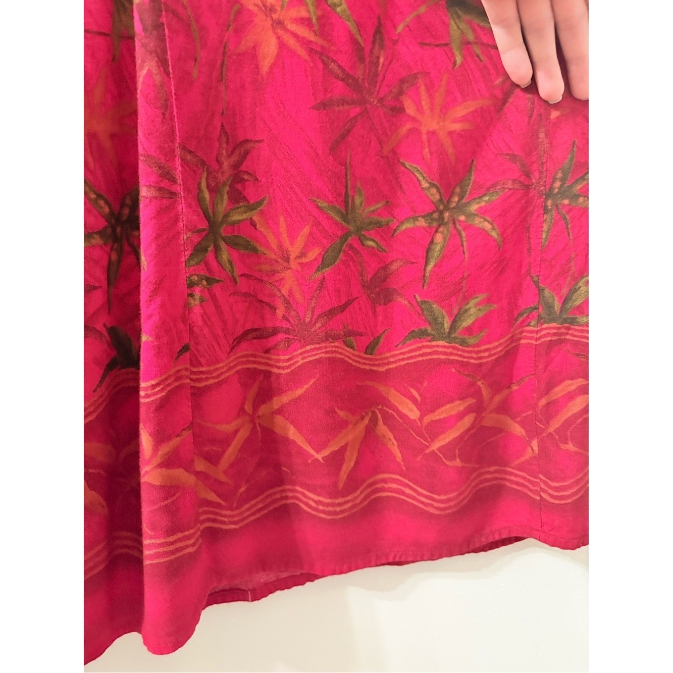 VTG 90s PENNINGTONS Tropical Palm Print Red Maxi Dress Flowy Vacation Summer L