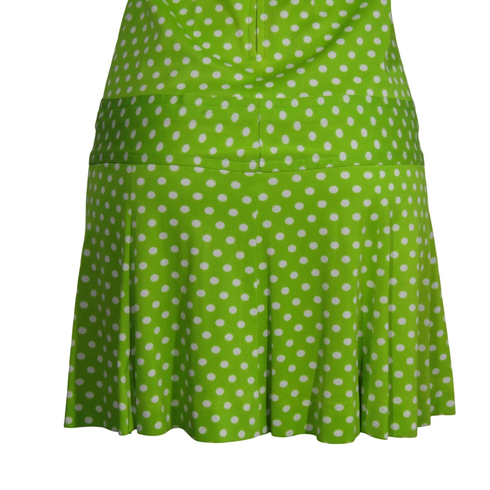VTG 60s 70s MOD Polka Dot Retro Groovy Drop Waist LIme Green Gidget Dress S