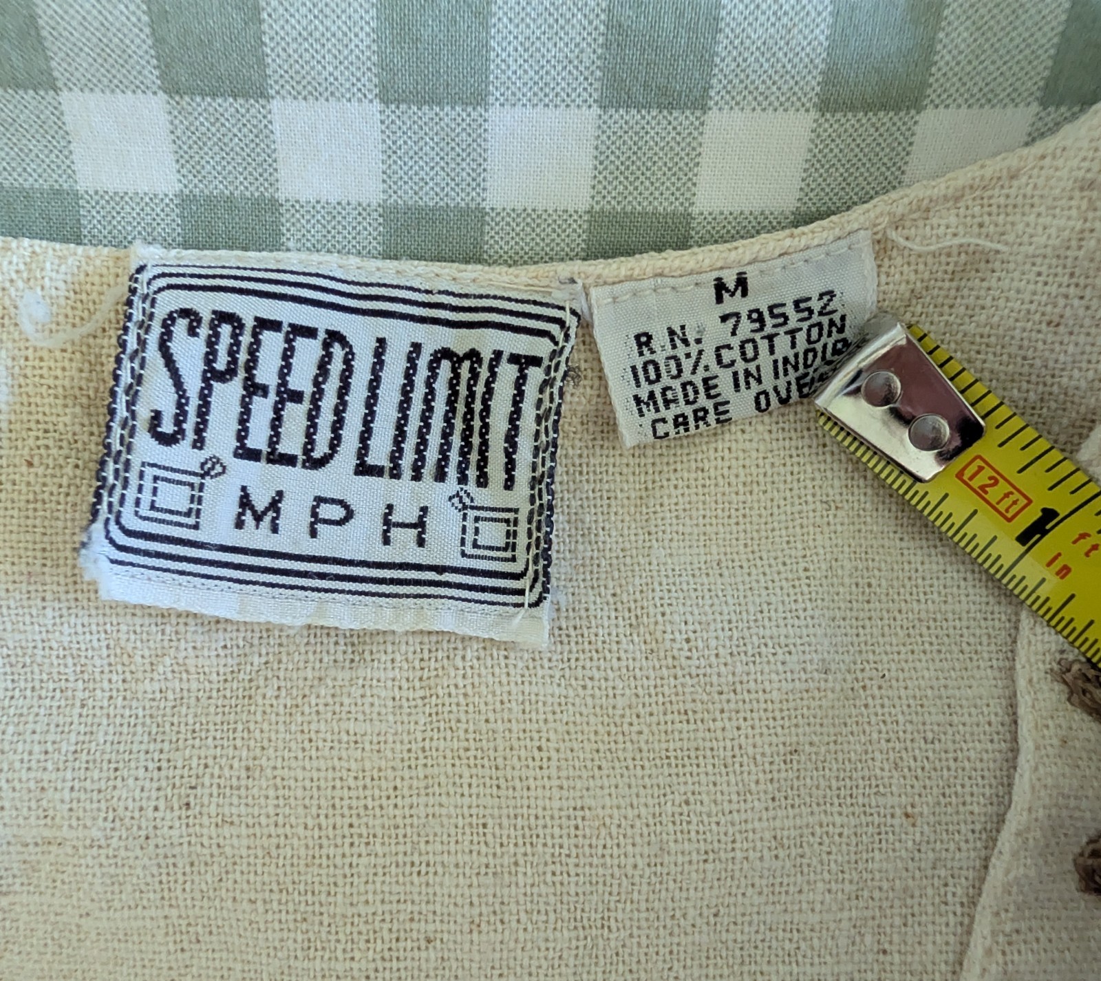 Vintage Speed Limit MPH Embroidered Cropped Vest | Boho Folk Cotton Size M