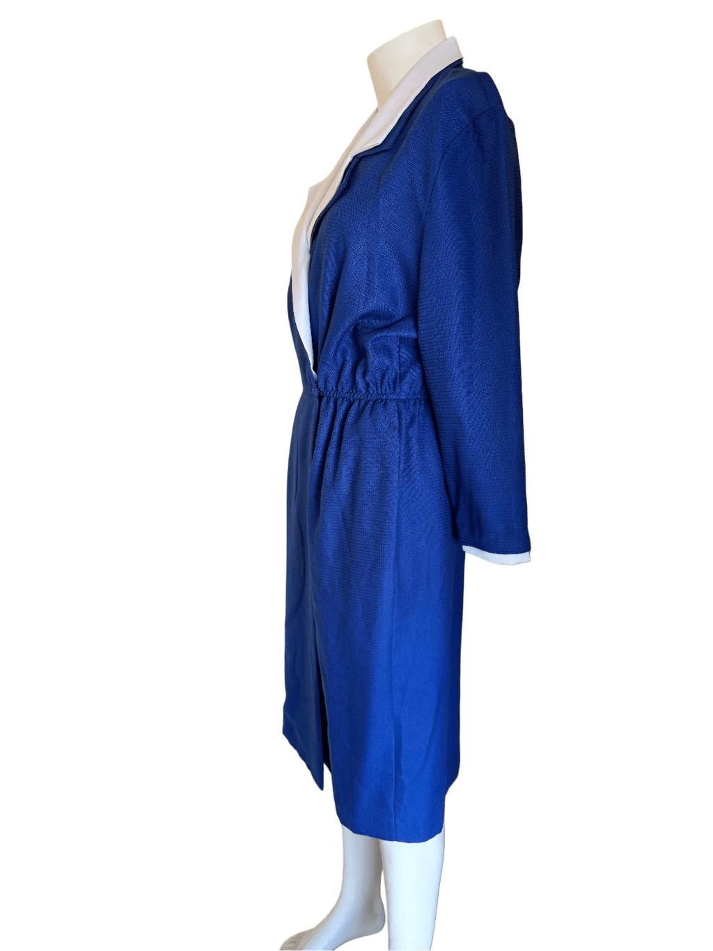 California Design by Dorothy Samuel royal blue midi dress white collar vintage s