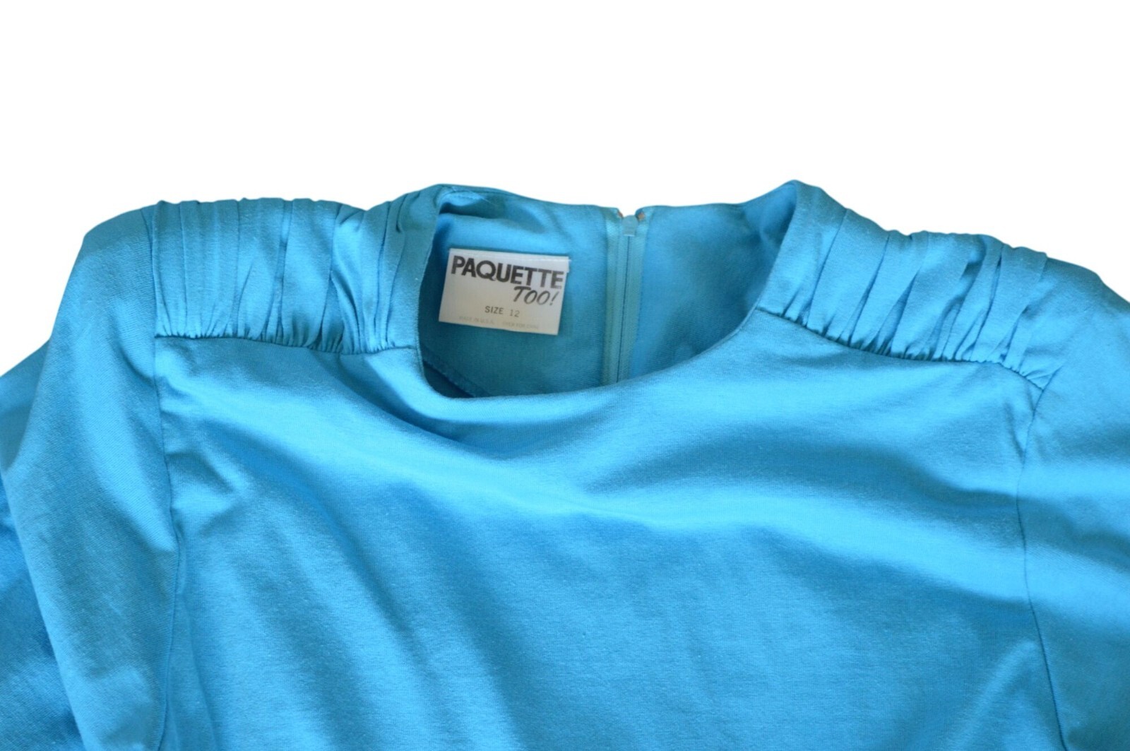 Vintage 80s Paquette Too! Bright Blue Belted Dress Womens Modern Size Medium