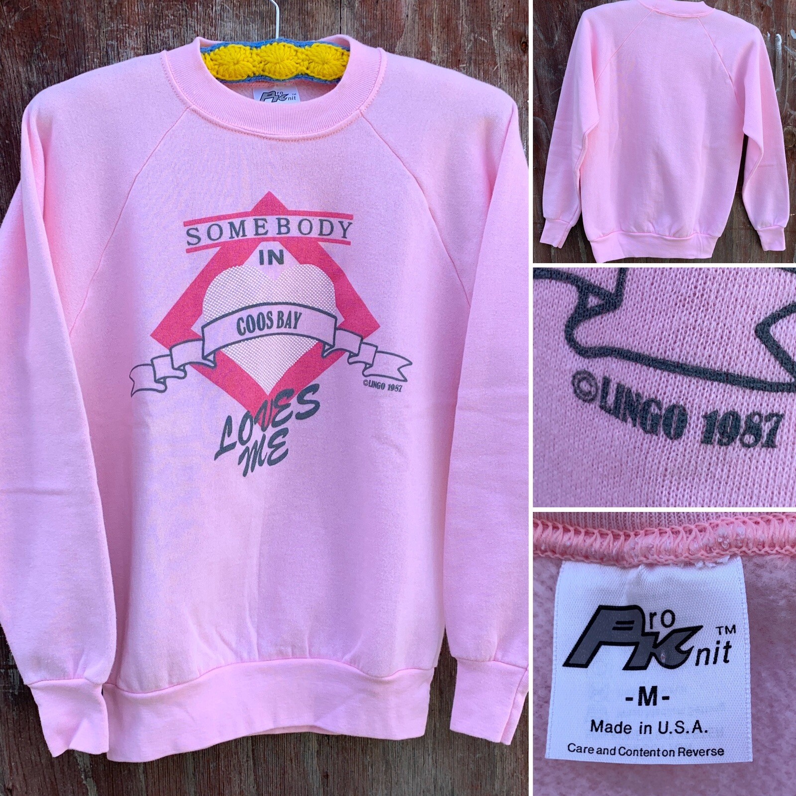Vintage Somebody In Coos Bay Loves Me Sweatshirt c Lingo 1987 size M