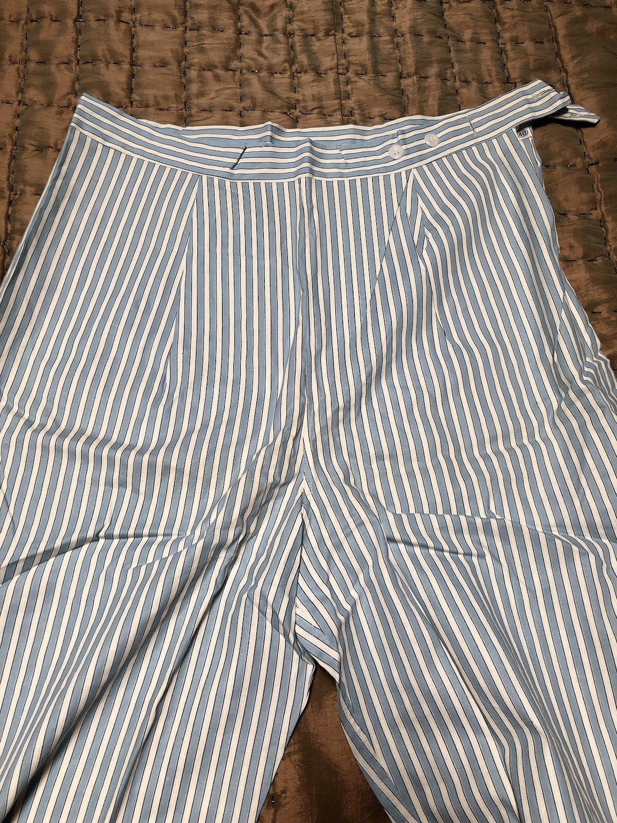 VTG 1950s DEADSTOCK NOS Man-Tailored FRENCH BLUE WHITE STRIPED PAJAMAS Sz-40
