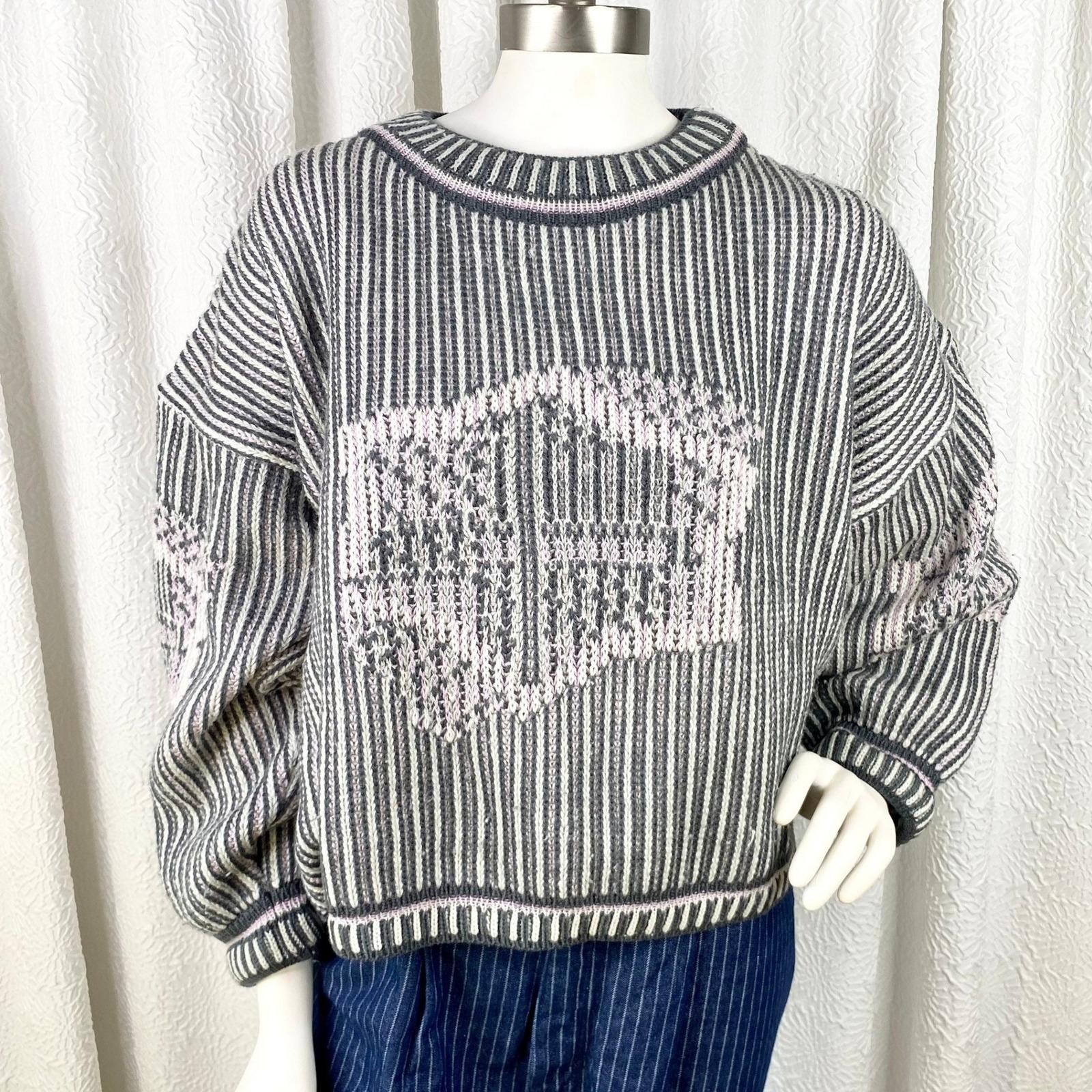Vintage Unionbay Wool Blend Sweater, Striped Chunky Knit, Y2K Crop Top, Size L
