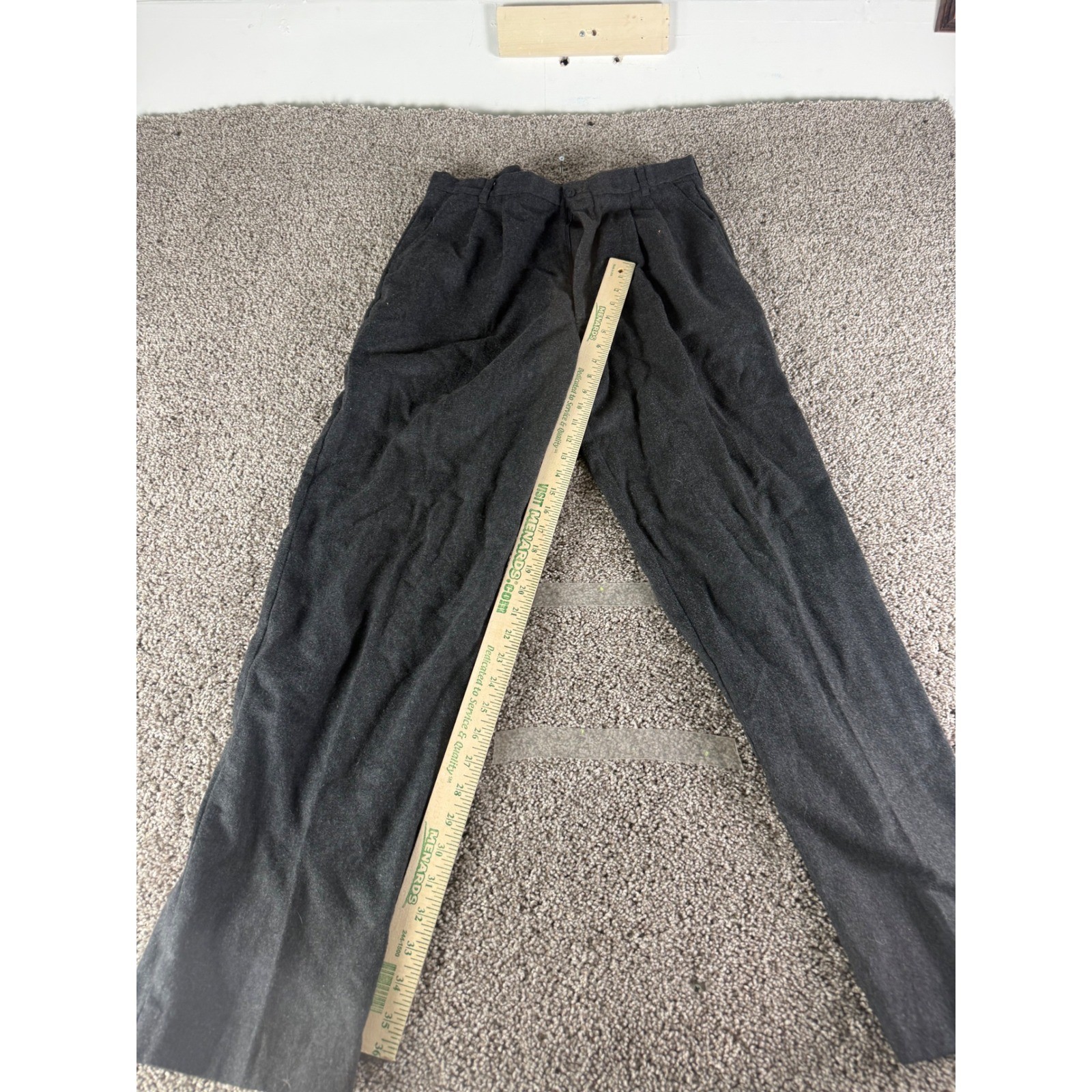 Vintage Cotler Grey Pleated High Waist Trousers Dark Charcoal Tapered Leg USA