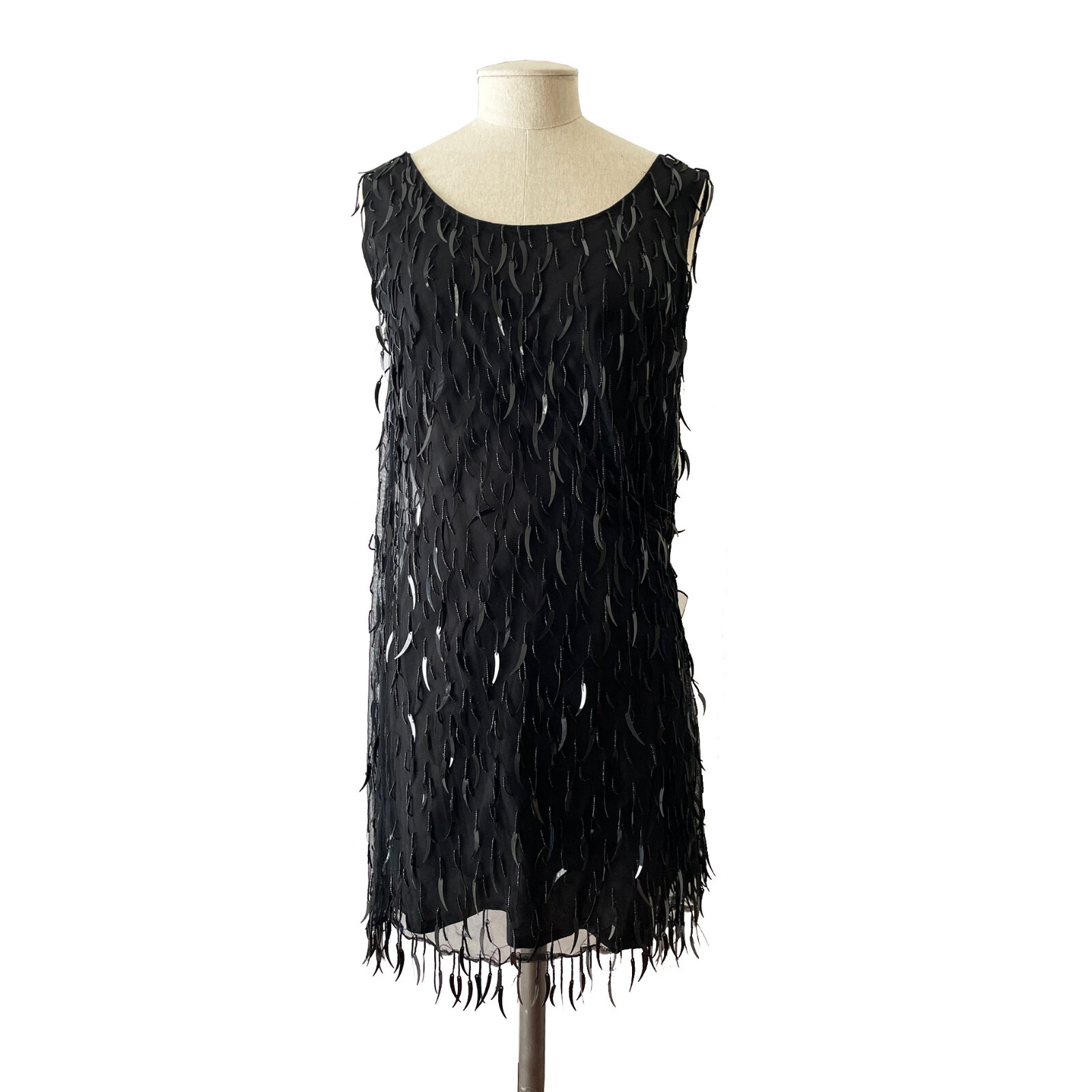 Vintage VIVIENNE TAM East Wind Code Tank Dress Black Beaded Sequined Size 2 (S)