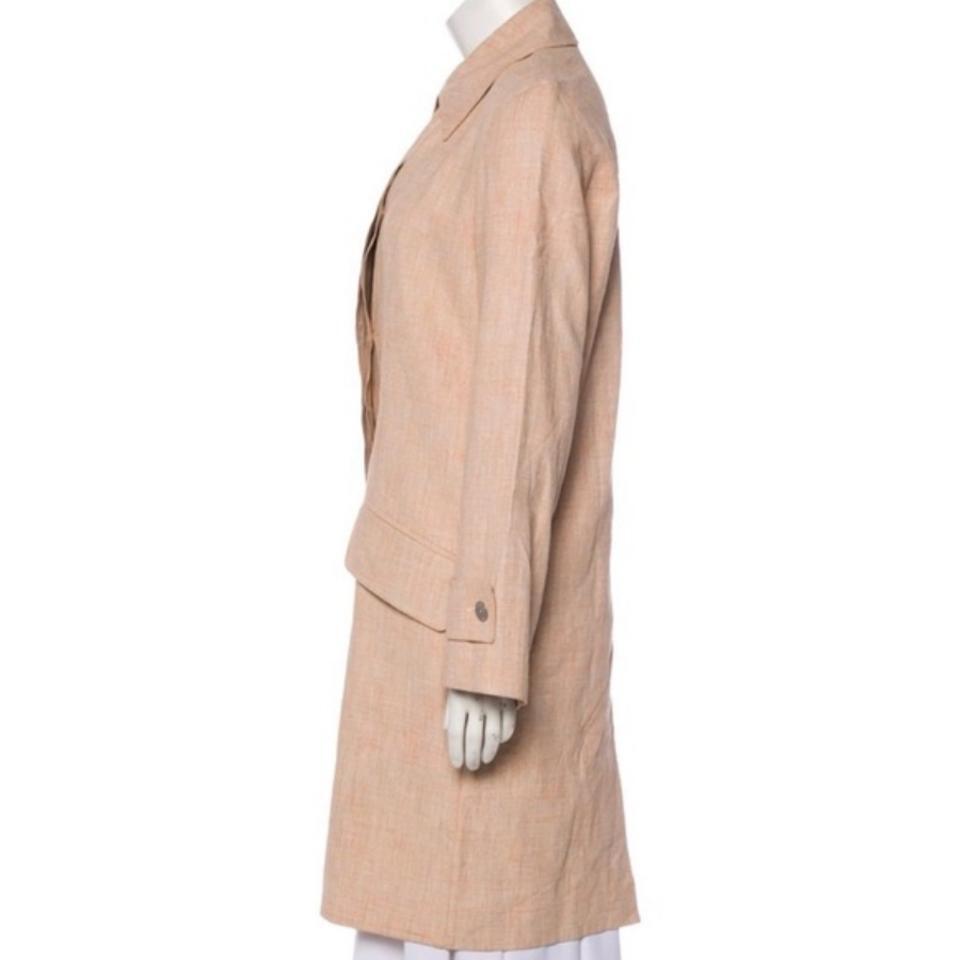 CHANEL Vintage Peach Linen Water resistant Rain Coat Trench Jacket 38 6 Small