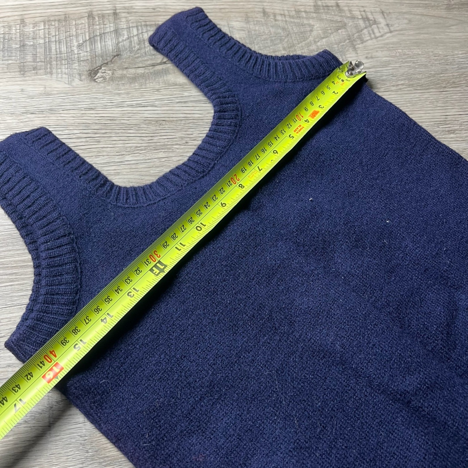 Glenbrooke Sweater Vest Women 38 Navy Blue Vintage Knit Scoop Neck Pockets R68