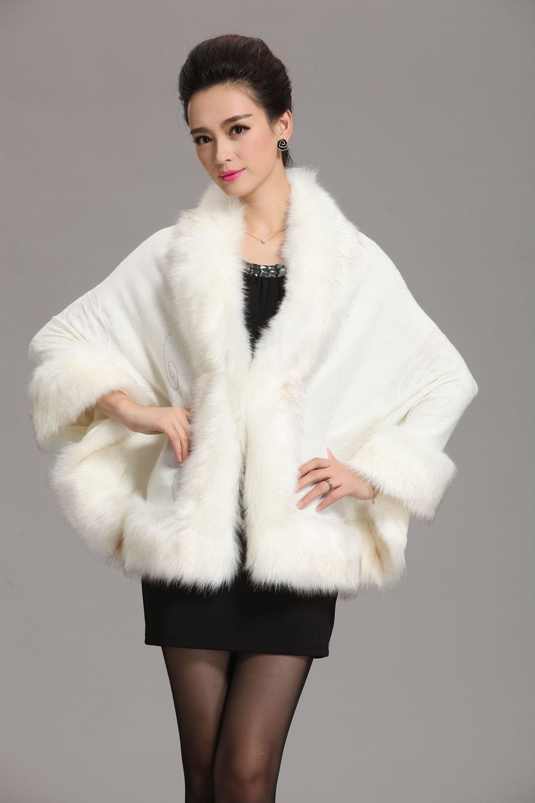 Women faux fur shawl Poncho Cape wedding Wrap Shawl bride Cloak Blanket