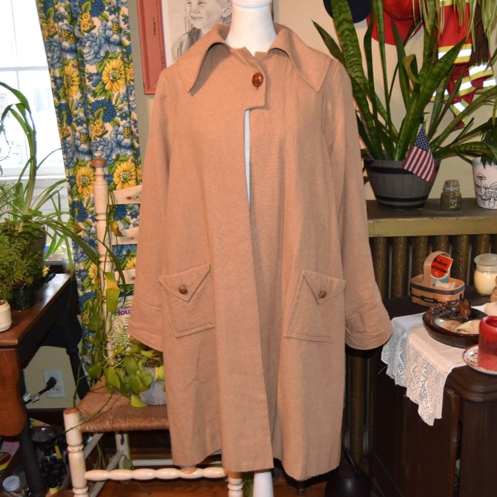 Vintage 1950s–1960s Camel Swing Coat – Classic Mid-Century Style L/XL