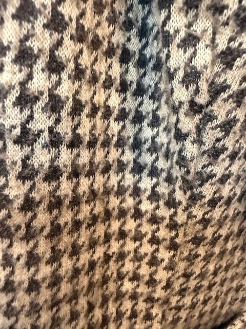 Vintage Ella Moss Mocha Brown Houndstooth Vest Shawl Collar 90’s Sz Medium