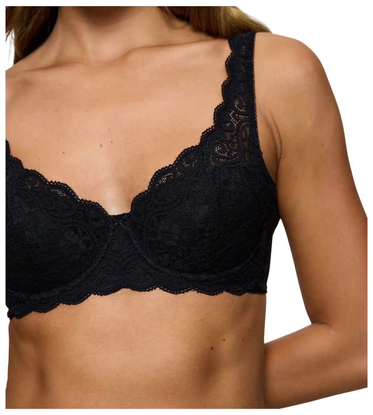 Triumph Womens Amourette Wired Padded Lace Bra – Black