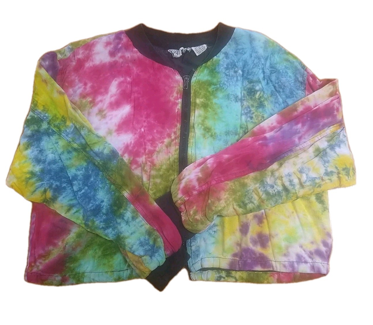 Vintage Tie-dye Cropped Jacket ~*SPEED LIMIT* SZ M *80’S/90’S* Holes in back*