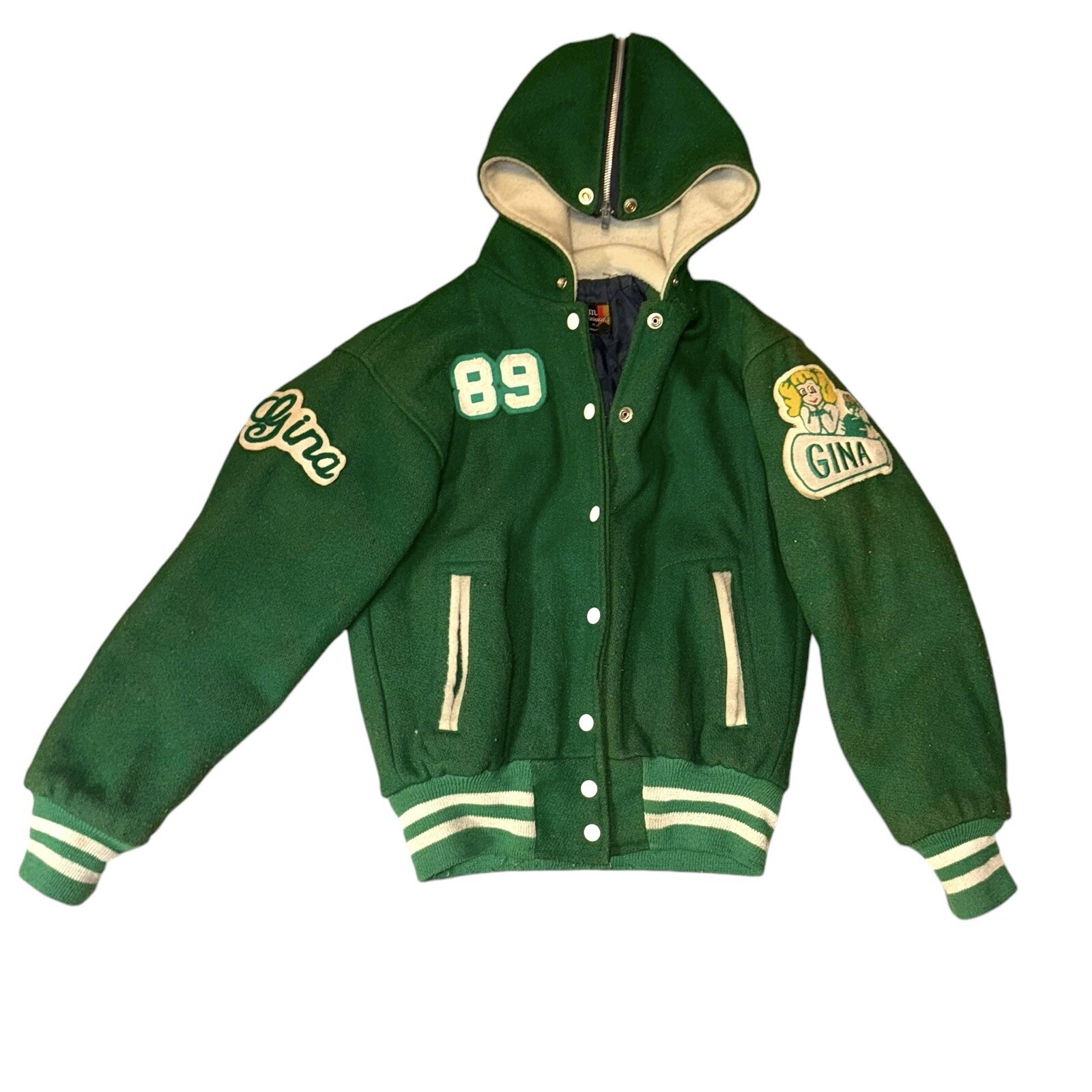Vintage Fordham Cheerleading Gina Varsity Jacket Womens 36 Green Wool Chenille