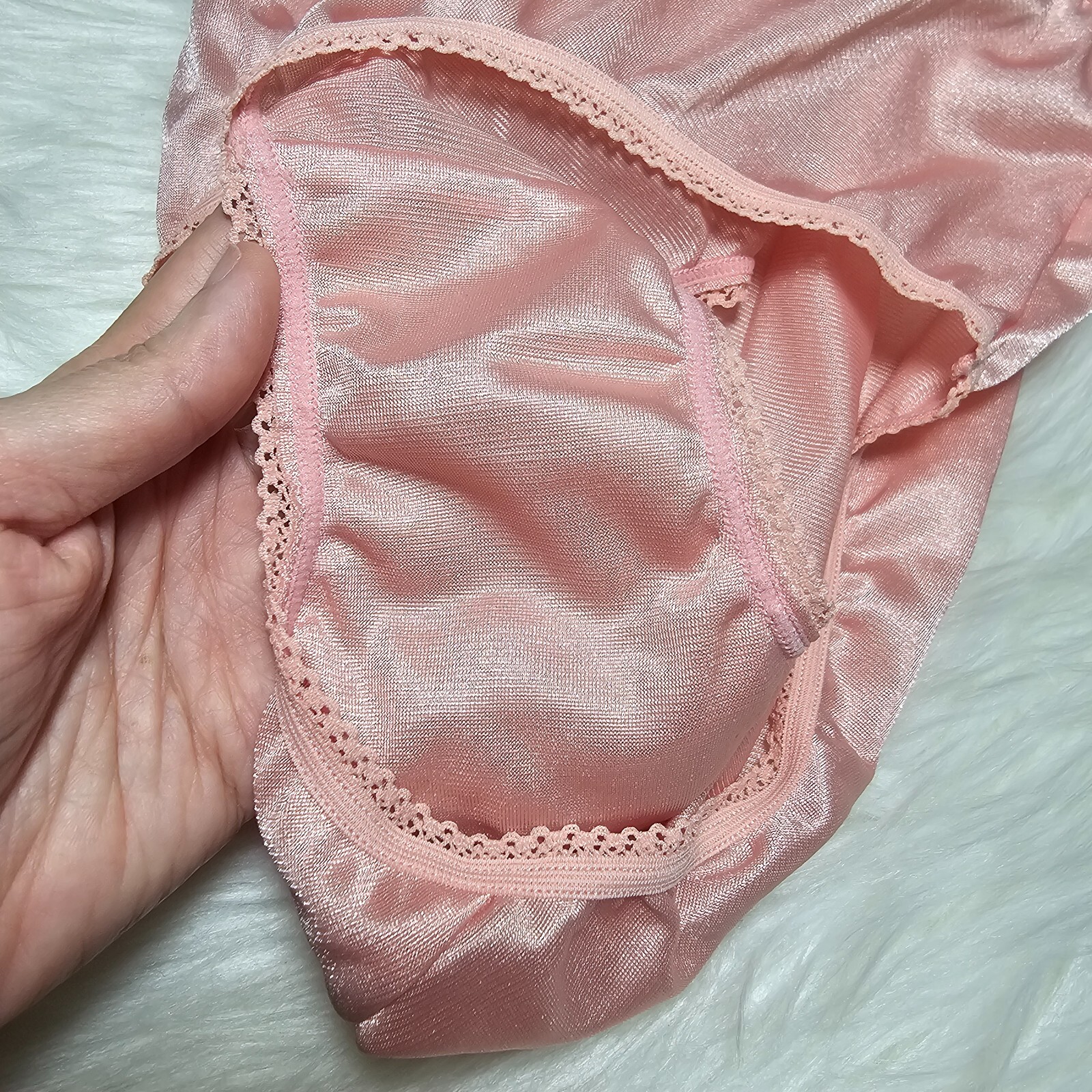 Vintage Silky Peach Panty 100% Nylon Sissy Sheer Brief Size 6-7 Hip 35-39″