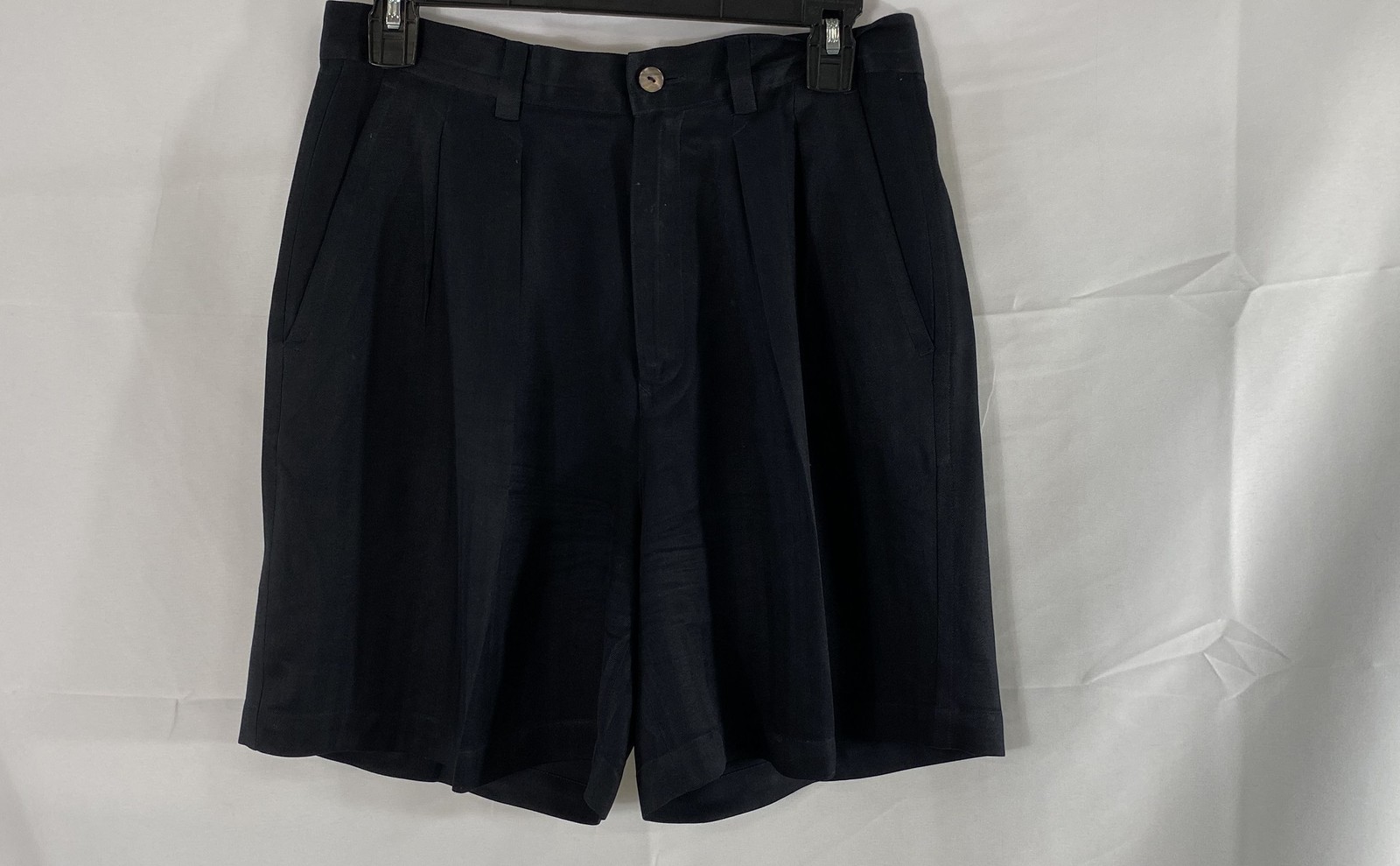 Tommy Bahama Women’s Black Silk Pleated Herringbone Shorts Vintage Y2K Sz 8