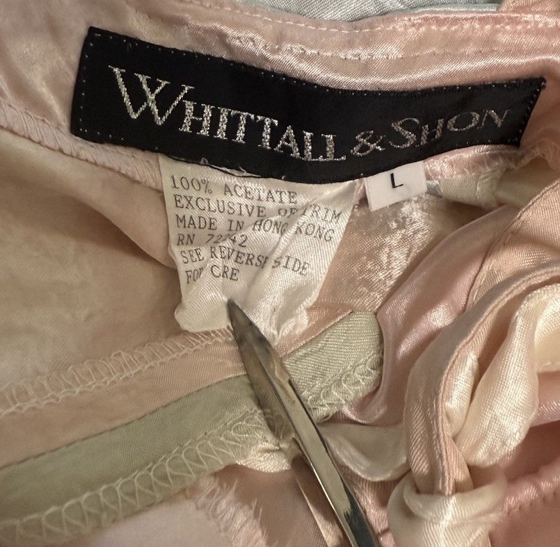 *Vintage Whittall & Shon Dress Size L Color Block Pink Green Beige