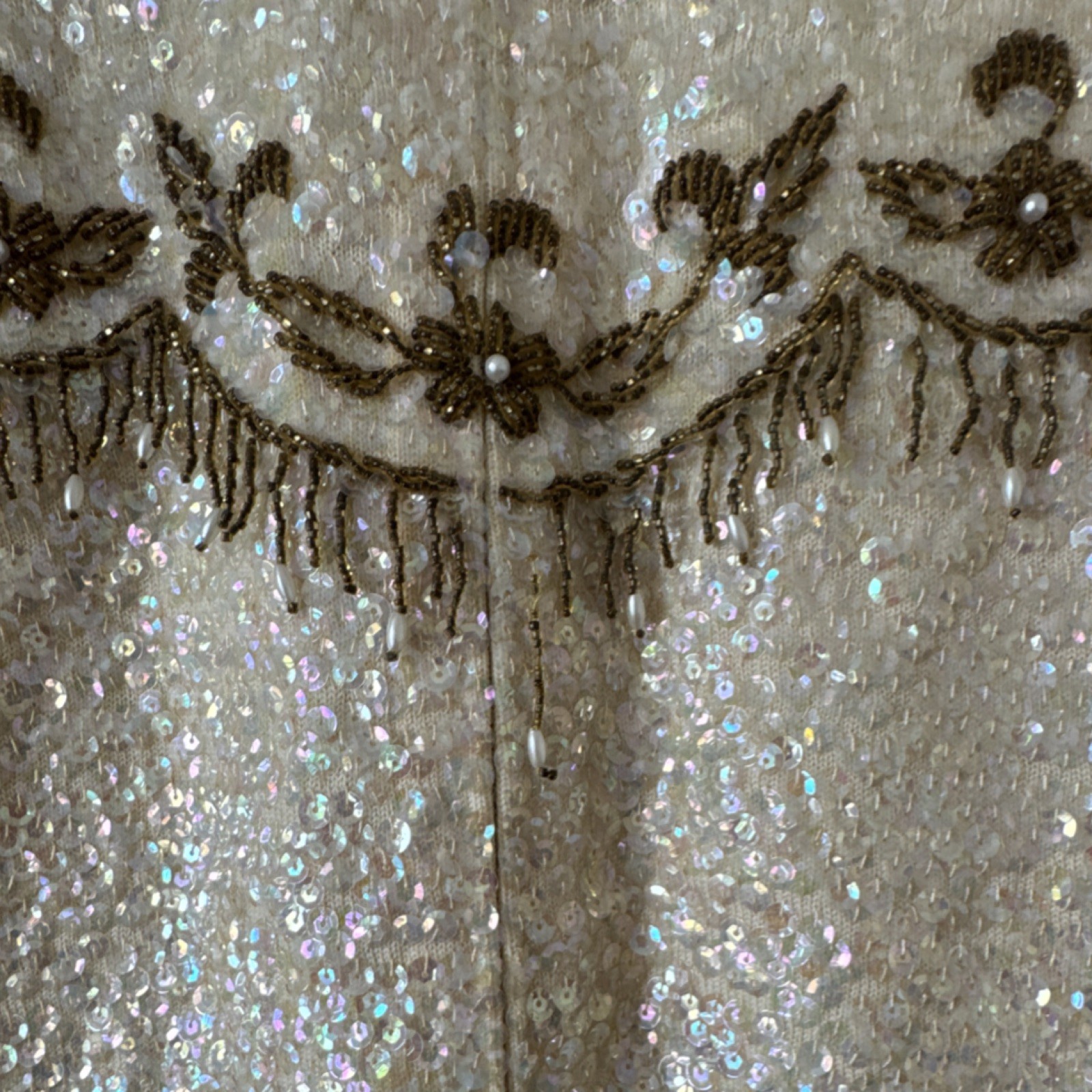 Desilu Inc. Ivory Gold Sequin Beaded Sleeveless Silk Top A.K. 4000