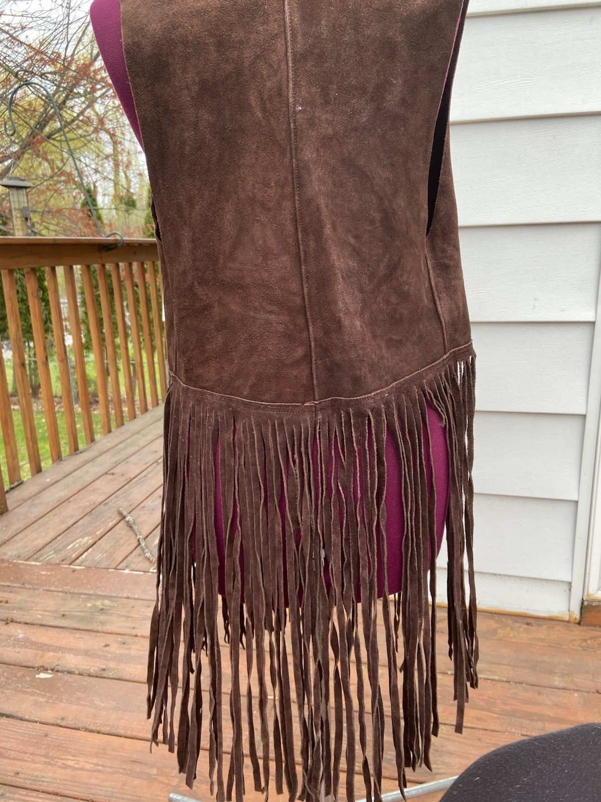 Vintage Gaitan Brown Leather Fringe Vest Made in Mexico Size Approximately Small
