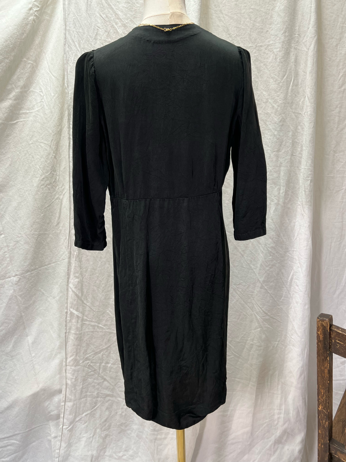 Classic French 1940s Dress – Little Black Dress Satin Elegance