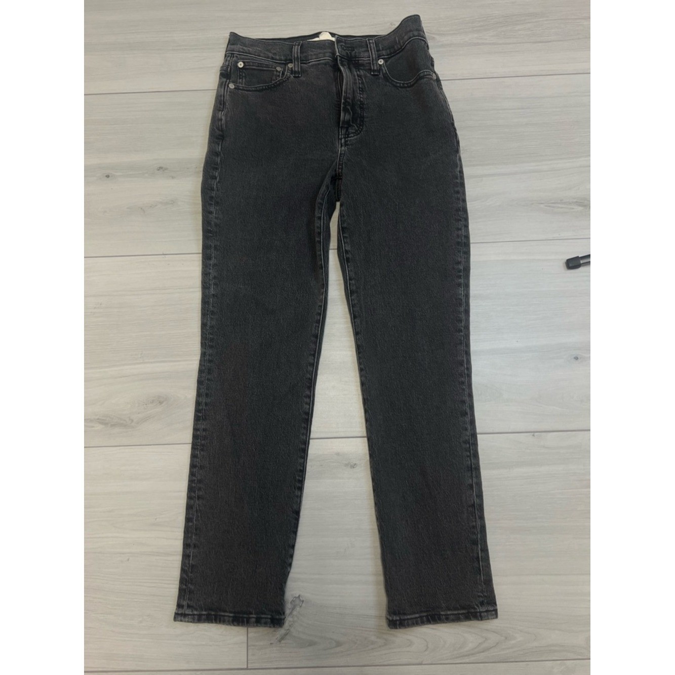 Madewell Perfect Vintage High Rise Black Straight Leg Jeans Sz 25 Classic