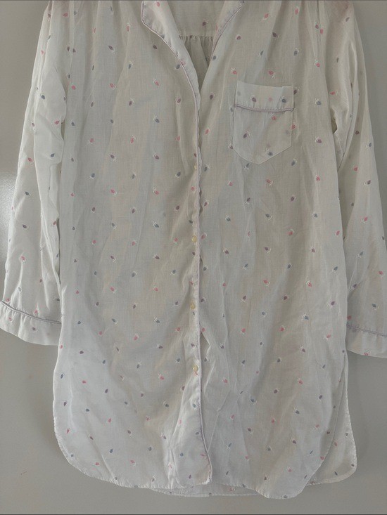 Vintage Brandywine Nightgown Womens Large Embroidered Floral Cotton White