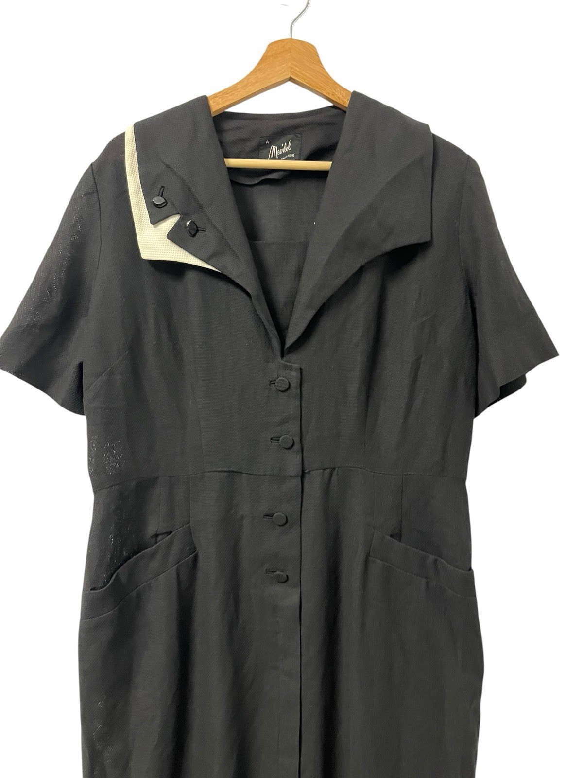 Vintage 1950s A. Mendel Creation Day Dress Women’s L Black White Tea Dress