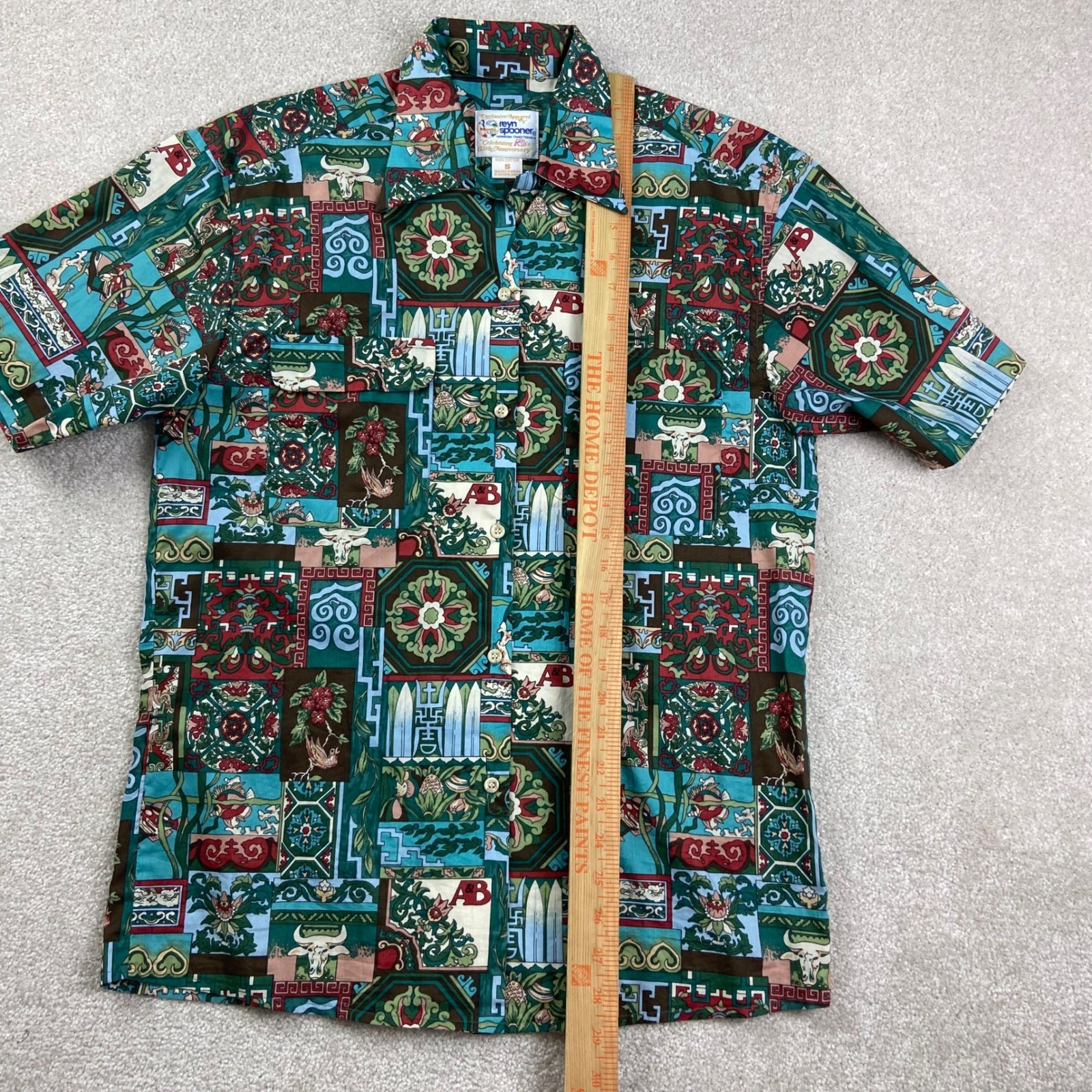 Vtg Reyn Spooner Shirt Womens S Patchwork A&B 125th Anniversary Cotton Loop