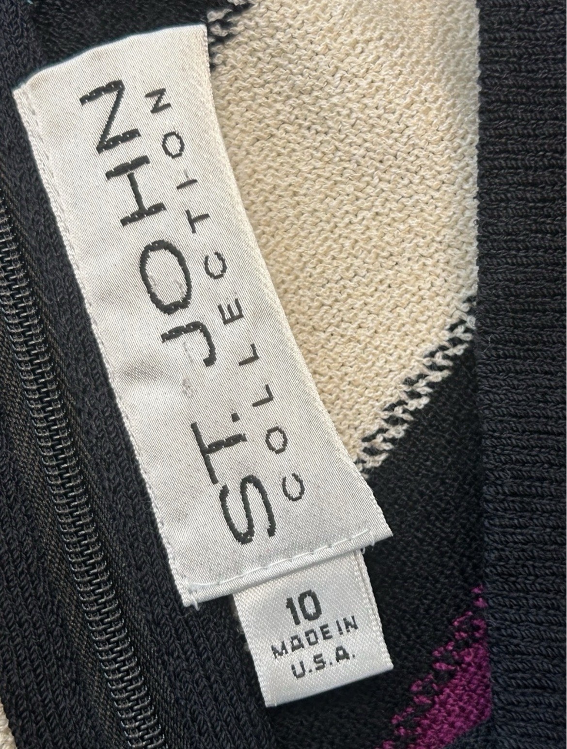 VTG 80’s St. John Collection Marie Gray Santana Knit Dress Sheath Colorblock 10