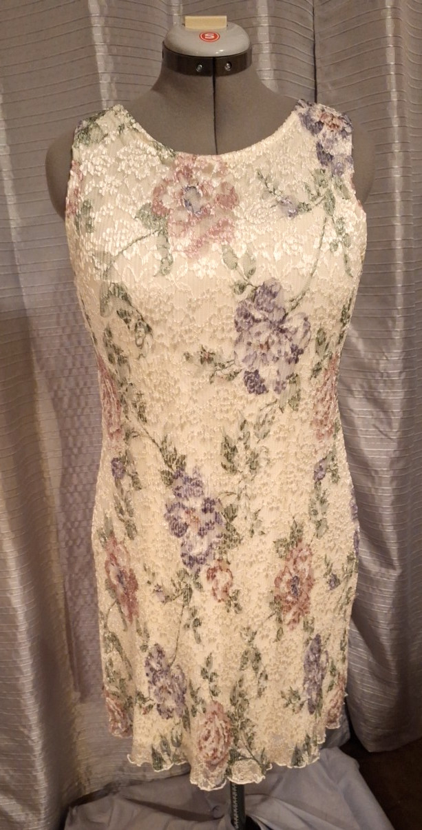 Vintage SHAR ADE of CA Womens 12P Ribbed Garden Floral Dress With Jacket