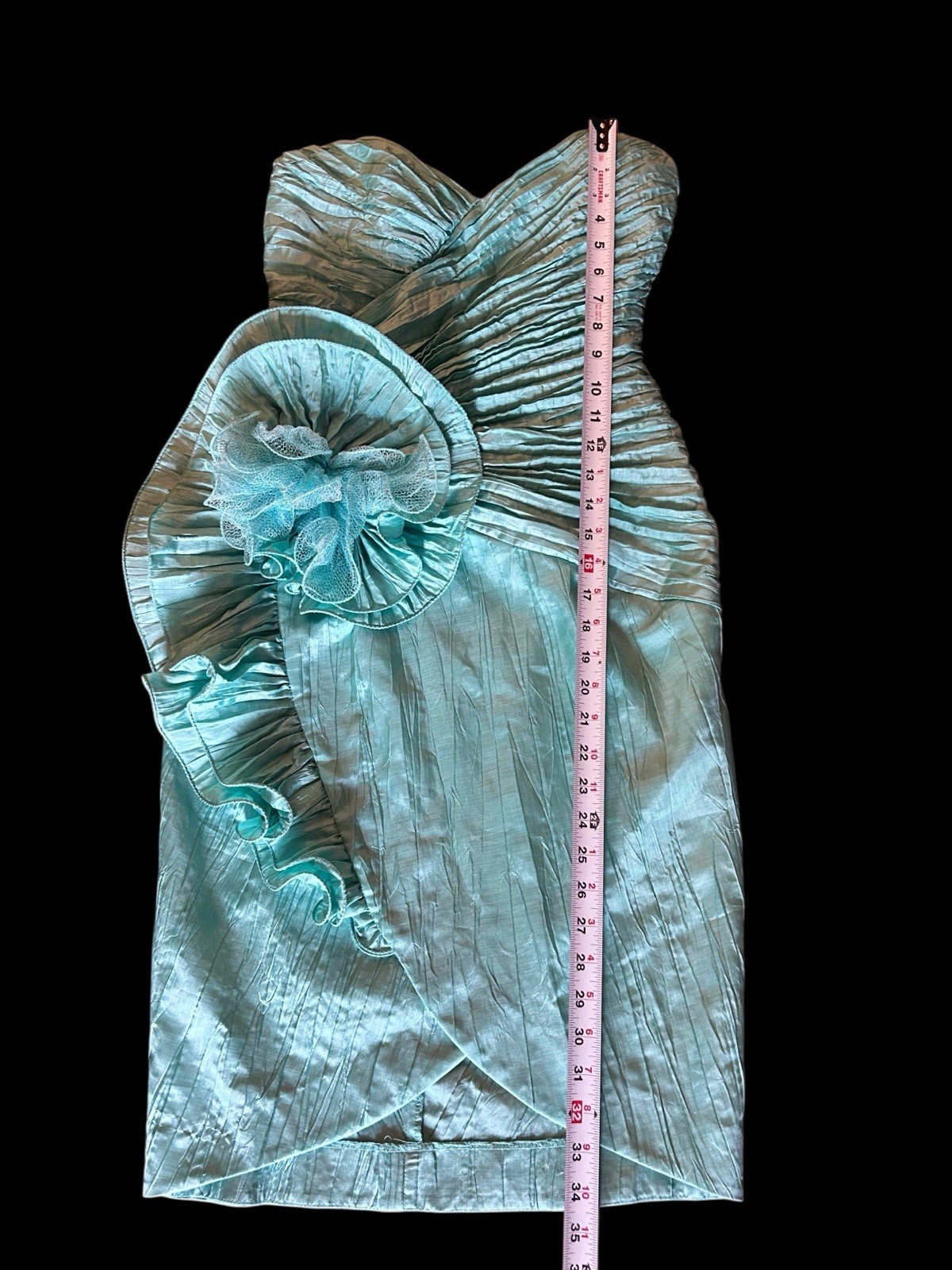 Vintage 1990’s Showstopper Coquette Aqua Evening Prom Formal Avant Garde Dress