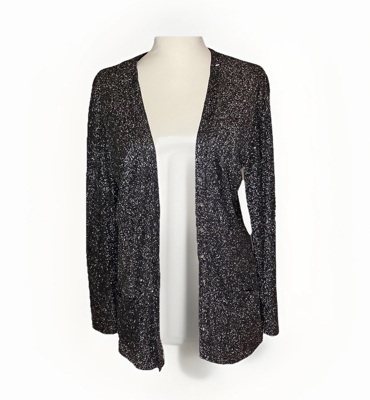 VTG 70’s BLACK & SILVER LUREX SPARKLING METALLIC JACKET HOLIDAYS PARTY
