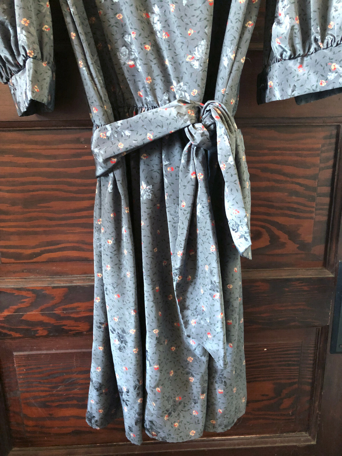 Vintage 80’s KATIE MFG Floral LS Dropped Waist Dress Blue Gray Dress Size 8