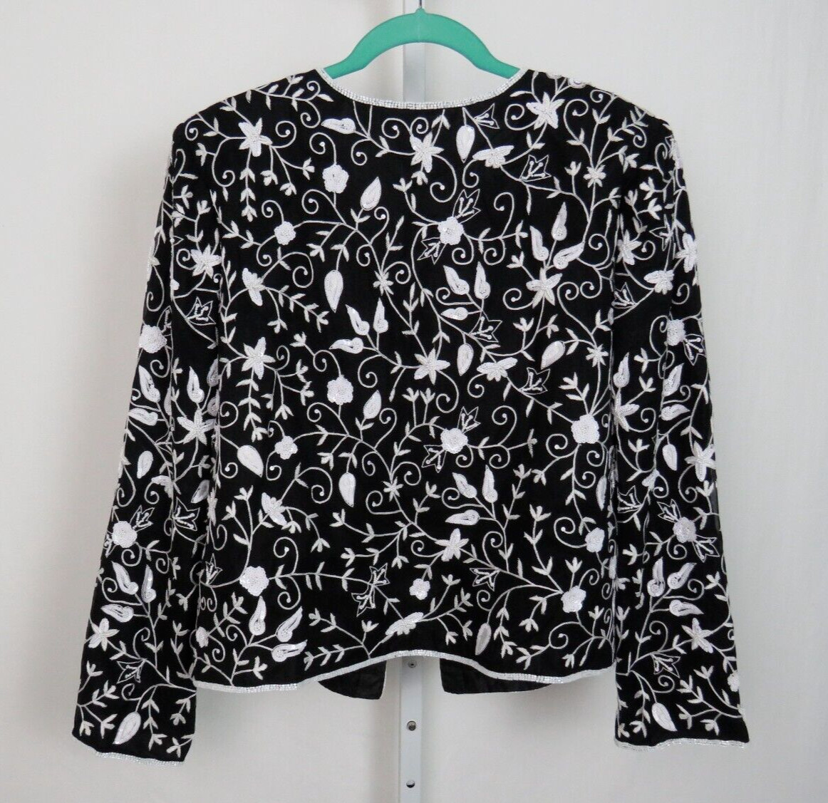 VTG 1980s DRAPER’S & DAMON’S SILK BEADED SEQUIN BLAZER JACKET SIZE 16P