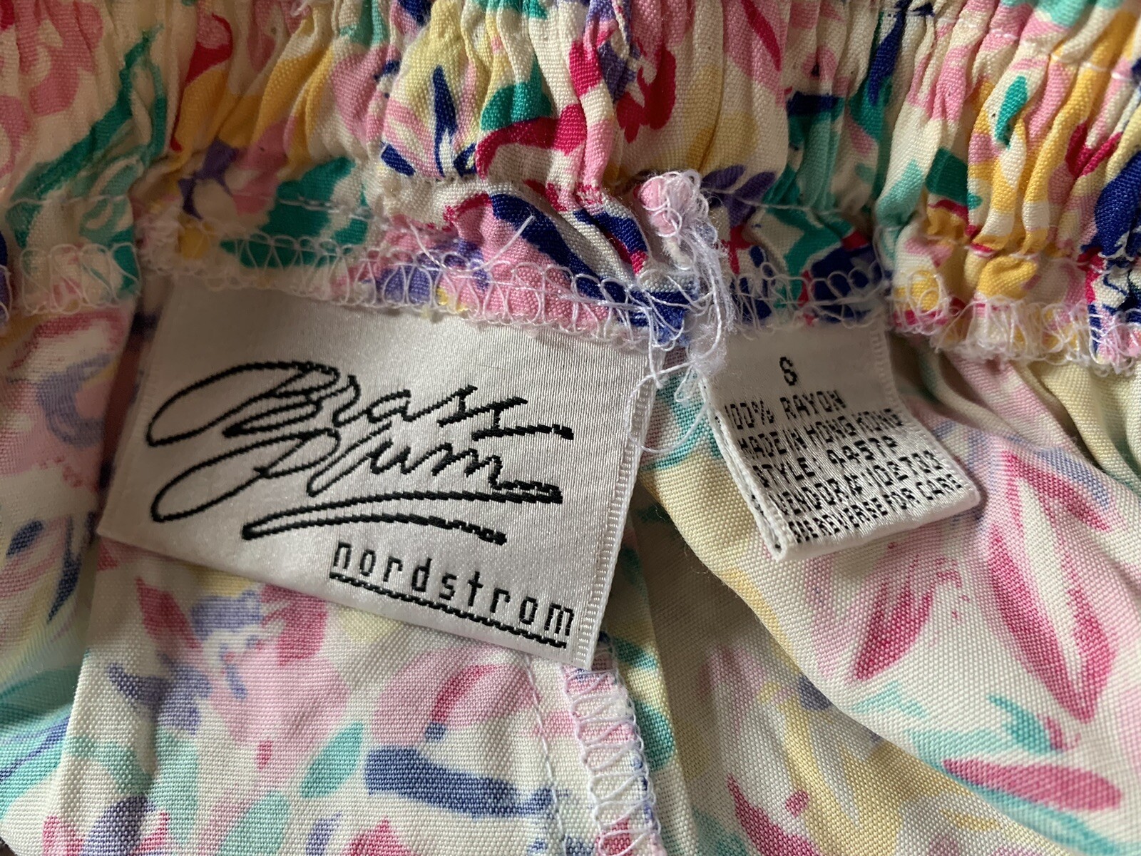 Vintage Brass Plum Nordstrom Floral 2piece Short Set Petite 8 Rayon