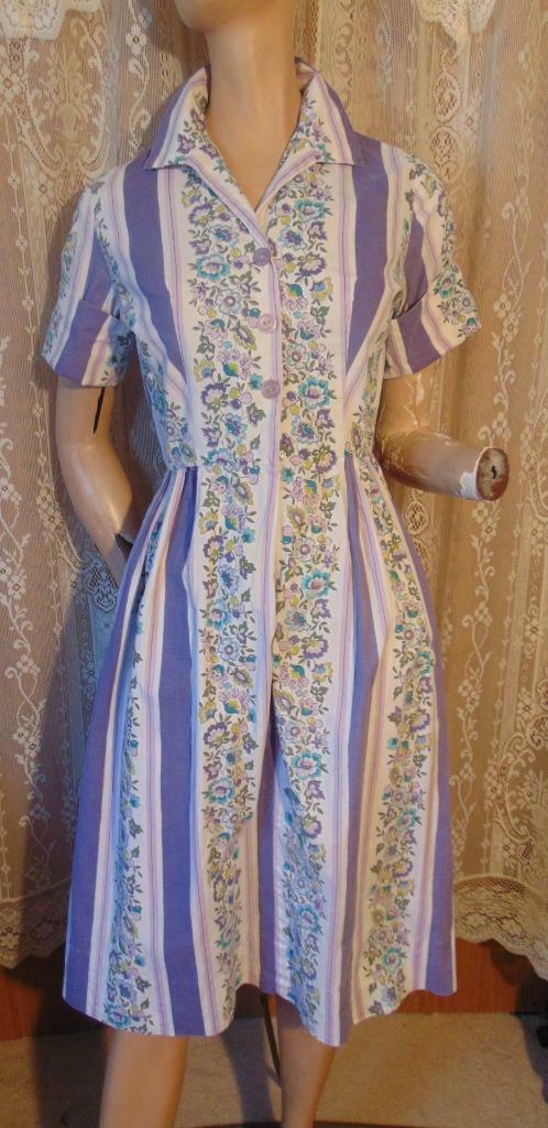 50/60s BRENTWOOD FOR PENNYS FLORAL COTTON SHIRT WAIST DRESS 24 W