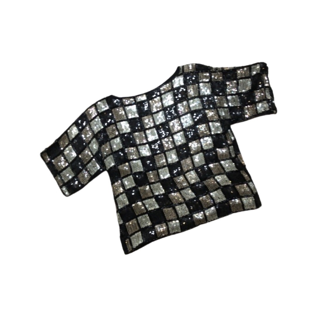 Jennifer George New York Silk Sequin Top Short Sleeve Vintage