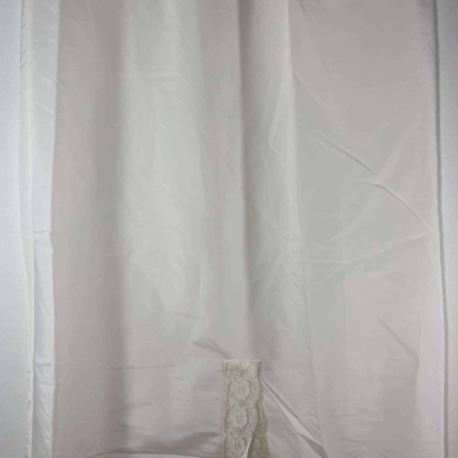 VINTAGE Bonwit Teller Ivory Full Length Maxi Skirt Slip Satin Lace Slit Medium