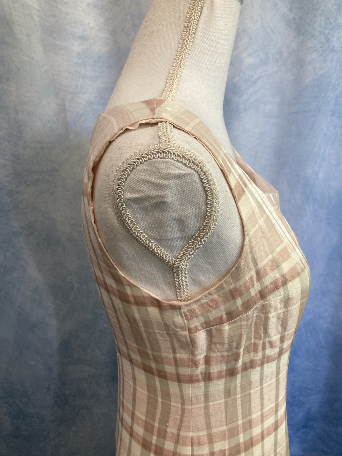 Vtg 90s Does 60s Casual Corner Annex Plaid Shift Dress Petite 8P Pink Mod Retro
