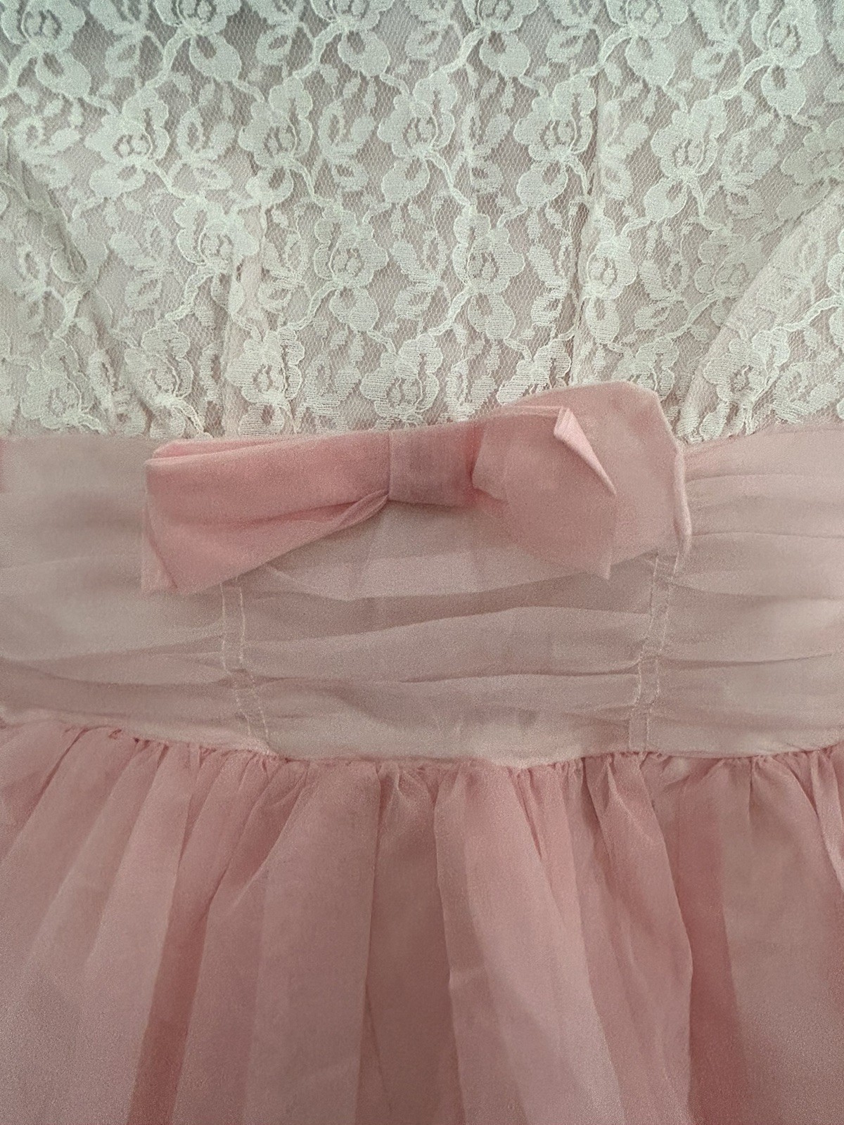 Vintage 1960’s (?) Woman’s Pink Lace And Tulle Party Dress By Semitee N