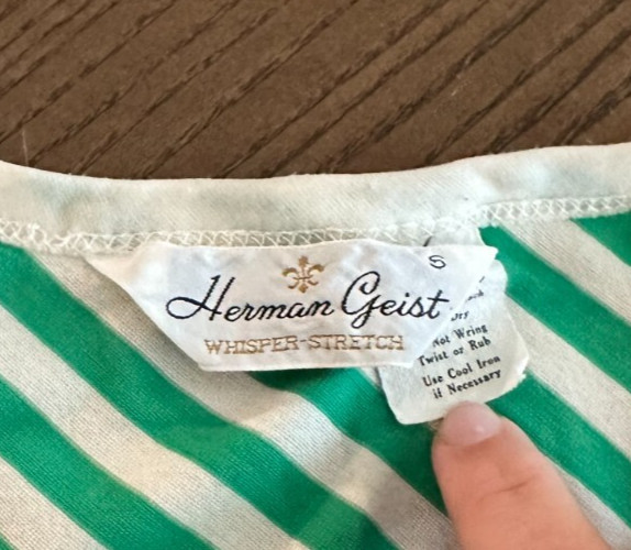 Vtg Herman Geist Whisper Stretch Golf Green White Striped Shirt Size S Small
