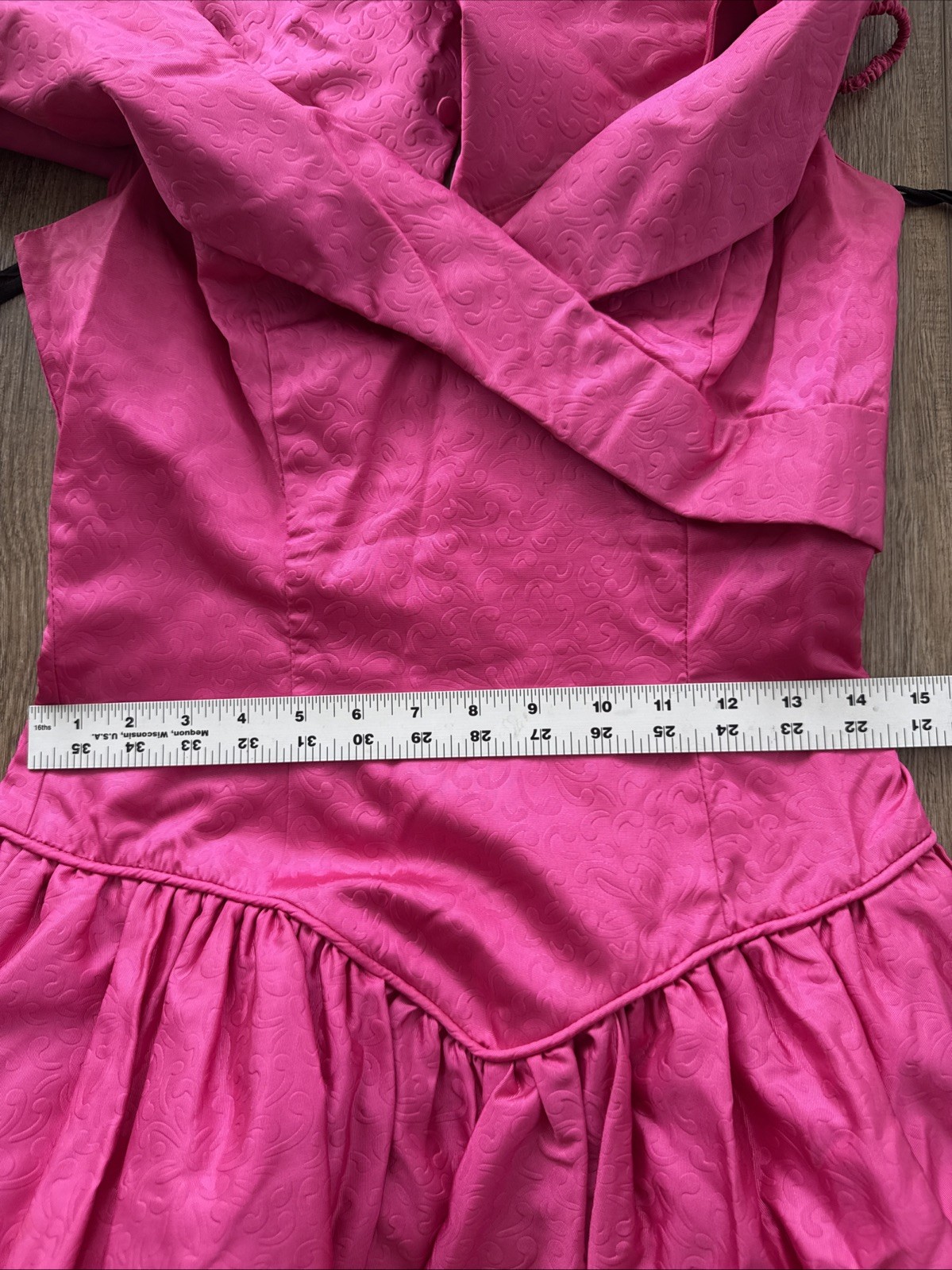80s Vintage Fuchsia Pink Taffeta Dress Size 8 Prom Party Sweetheart Tulle D8