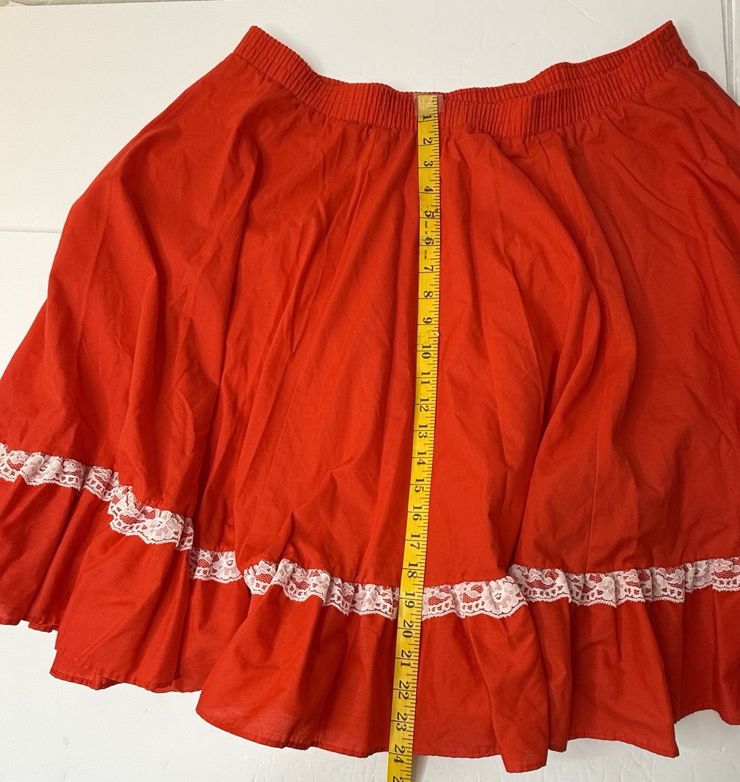 Vintage Partners Please! Squaredancing Skirt Red Size L Folklore 60s Retro New