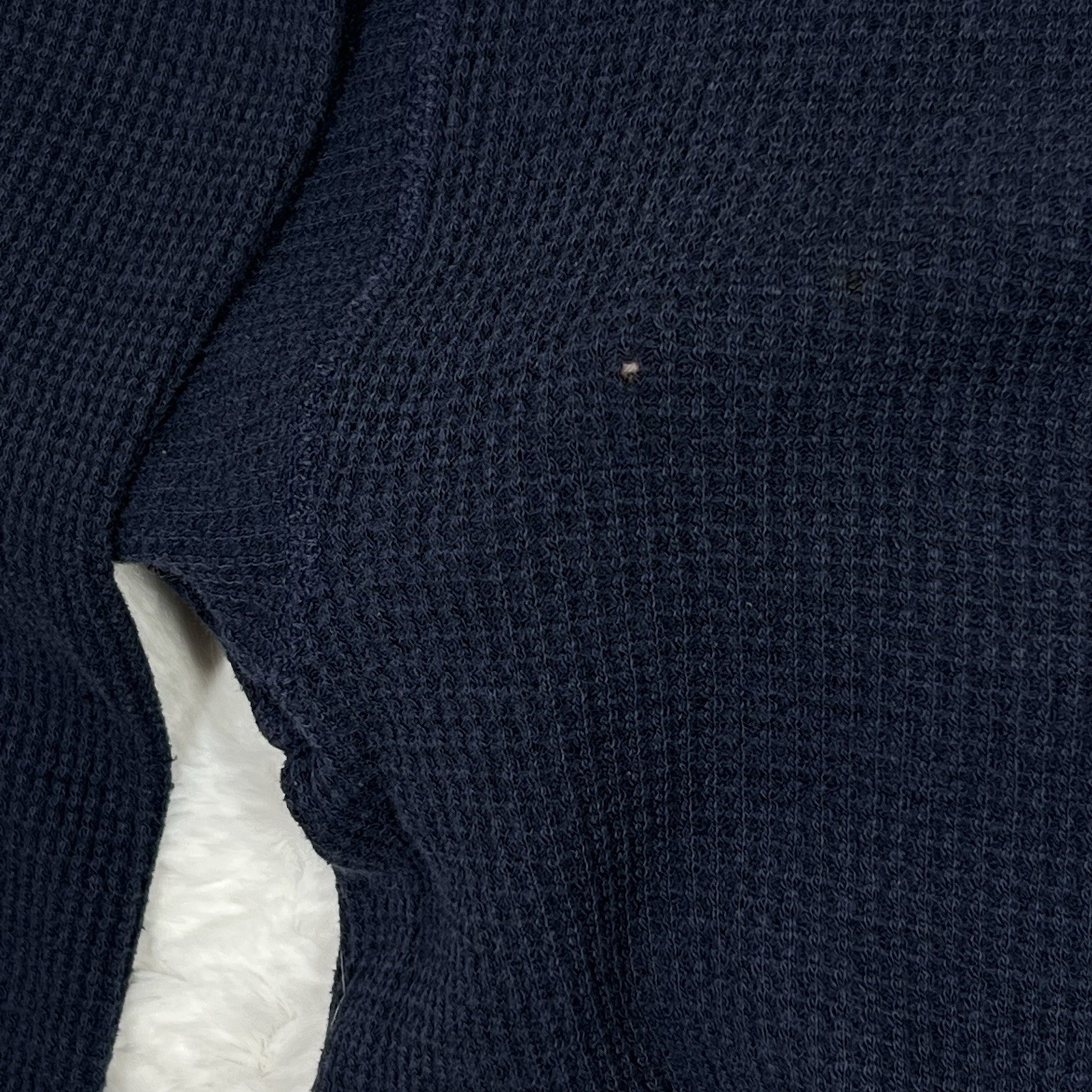 Vintage 70s 80s Gap Waffle Knit Thermal Long Sleeve Shirt L Navy Blue USA Made