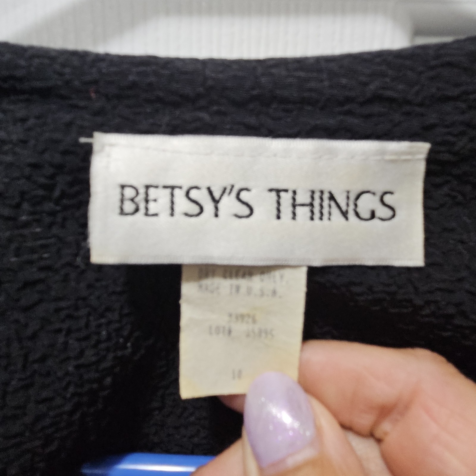 Vtge Betsy’s Things Short Sleeve Jacket Black Zipper Gold Accents USA
