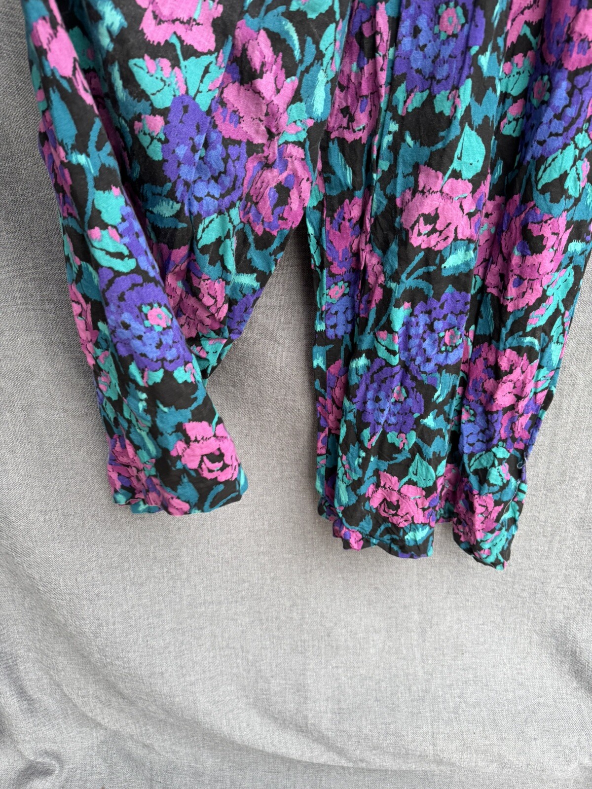 Rabbit Designs Sz 8 Vintage 80’s 90’s USA Jumpsuit Romper Floral Pink Purple