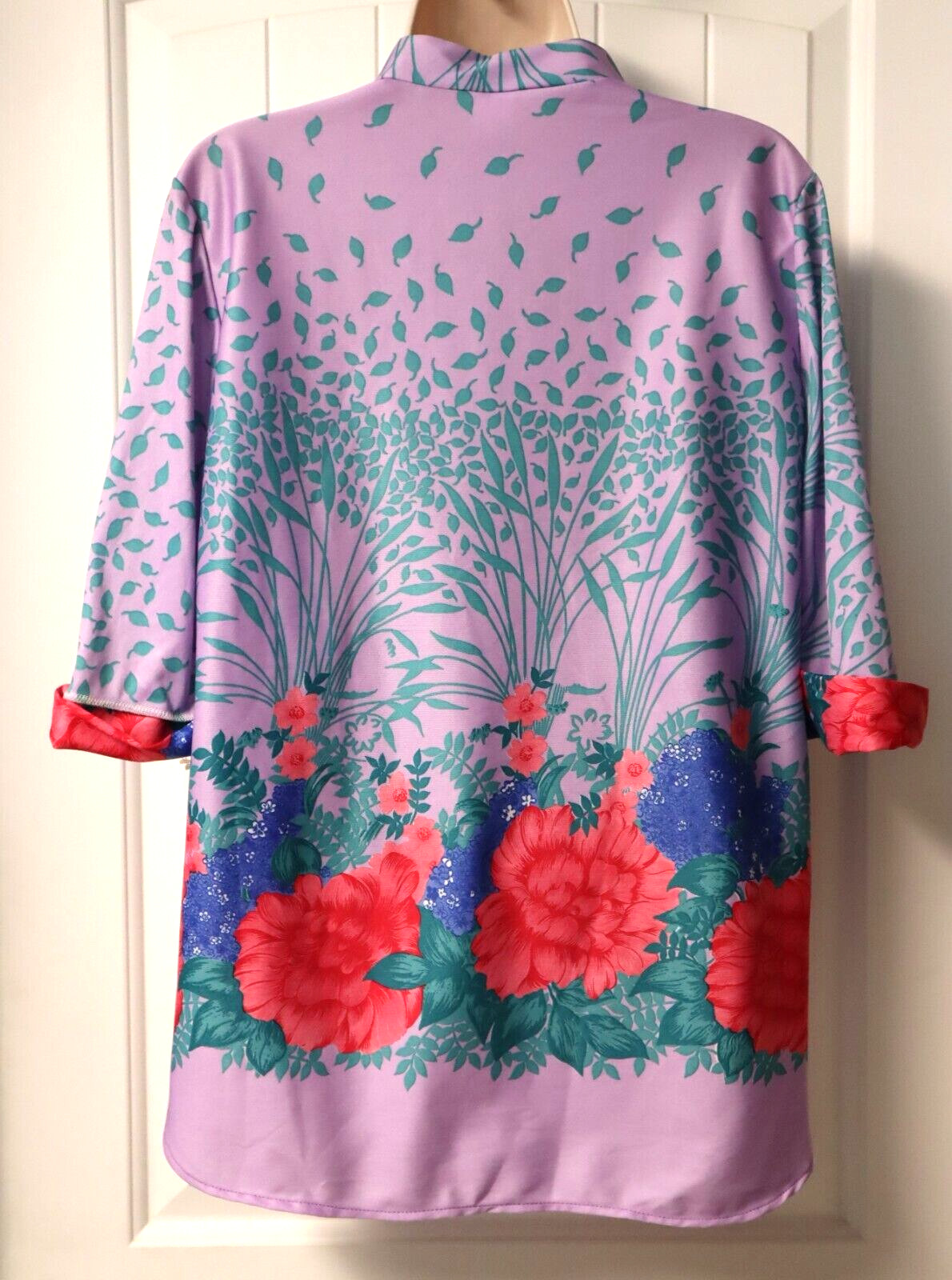 Vintage 1970s floral polyester blouse size 13-14 (check measurements)