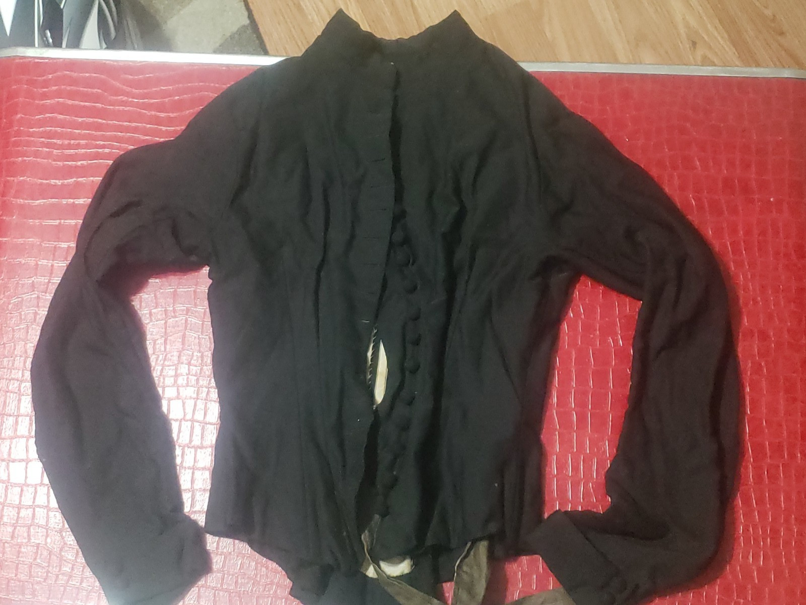 Authentic Antique 1870’s Victorian Black Jacket Bodice Boned Small