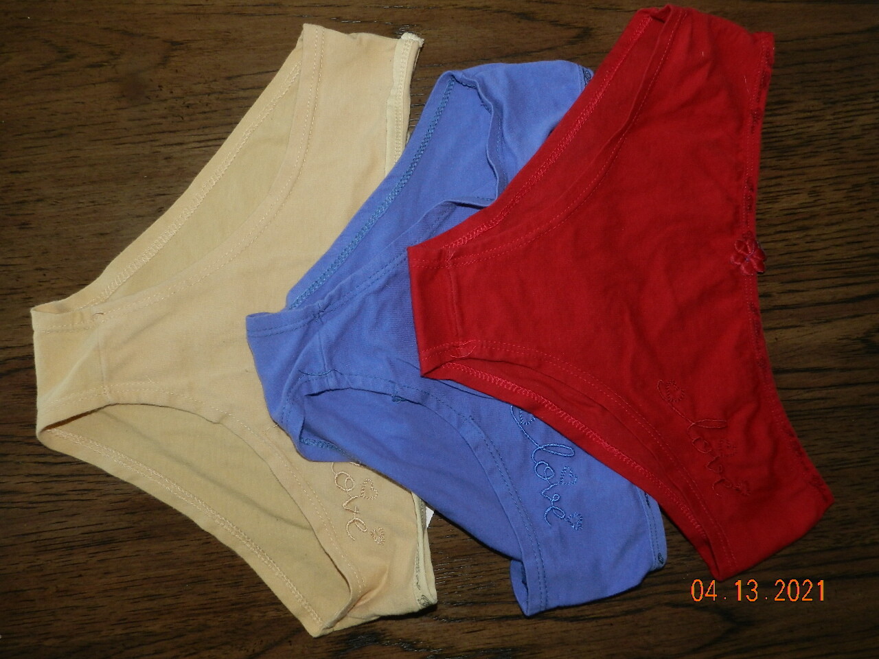 lot of 3 Jade’s secret size L panties cotton spandex bikini red blue beige