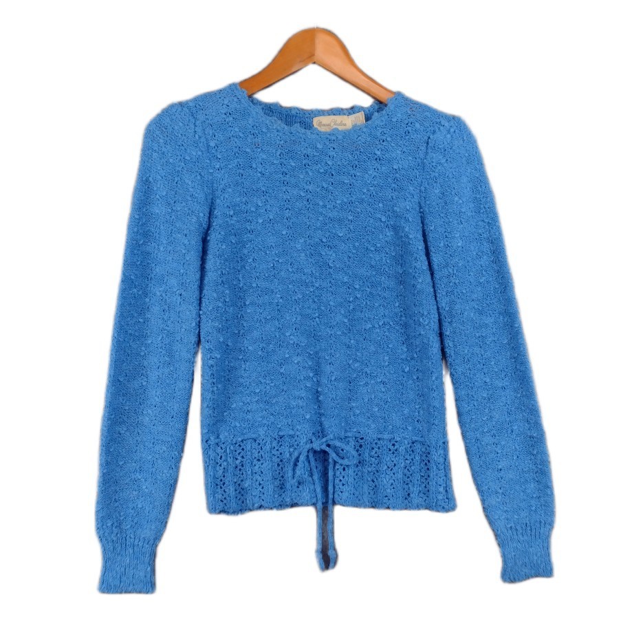 VTG Marisa Christina Knit Skirt Set Blue Long Sleeve Crochet S/M